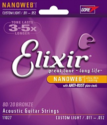 ELIXIR 11027 Комплект струн для акустической гитары 011-052 Nanoweb