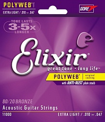ELIXIR 11000 Комплект струн для акустической гитары 010-047 Polyweb