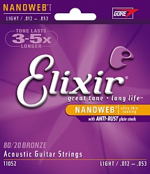 ELIXIR 11052 Комплект струн для акустической гитары 012-053 NanoWeb