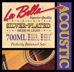 LA BELLA 700ML Струны для акустической гитары посеребренные 011-052