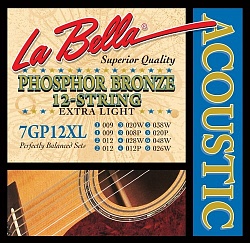 LA BELLA 7GP12XL Струны для 12-струнной гитары 009-048