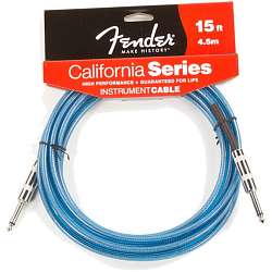 FENDER 15` FGC-15B CALIFORNIA INSTRUMENT CABLE LAKE PLACID BLUE Инструментальный кабель