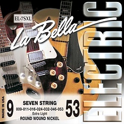 LA BELLA EL-7SXL Струны для 7-струнной электрогитары 009-053, дополнительные 1 и 2 струна