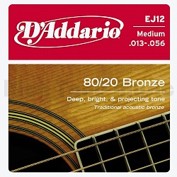 D`ADDARIO EJ-12 Струны для акустической гитары 013-056, бронза