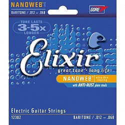 ELIXIR 12302 Струны для электрогитары 012-068 NanoWeb Extra Heavy